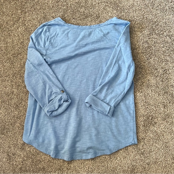 Chicos blouse womens medium 1 bule 3/4 sleeve scoop neck the ultimate tee casual - Picture 3 of 9